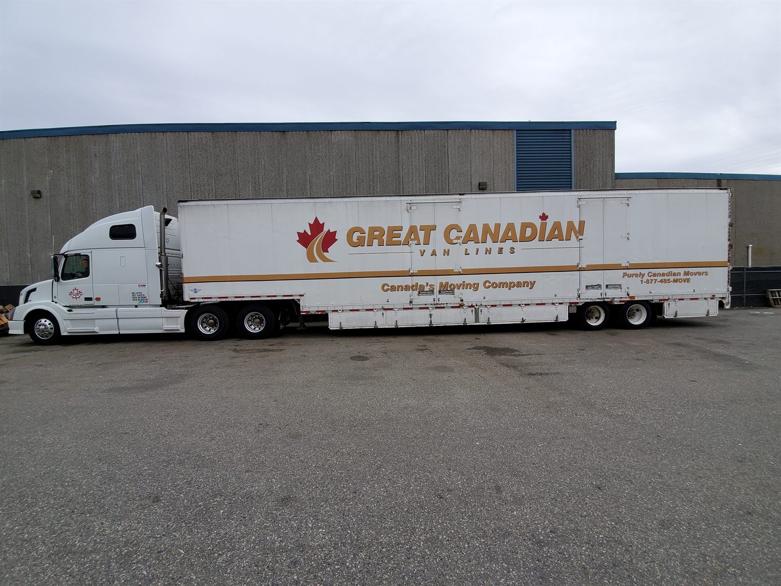 Purely Canadian Movers and Great Canadian Van Lines tractor trailer for cross-Canada moving
